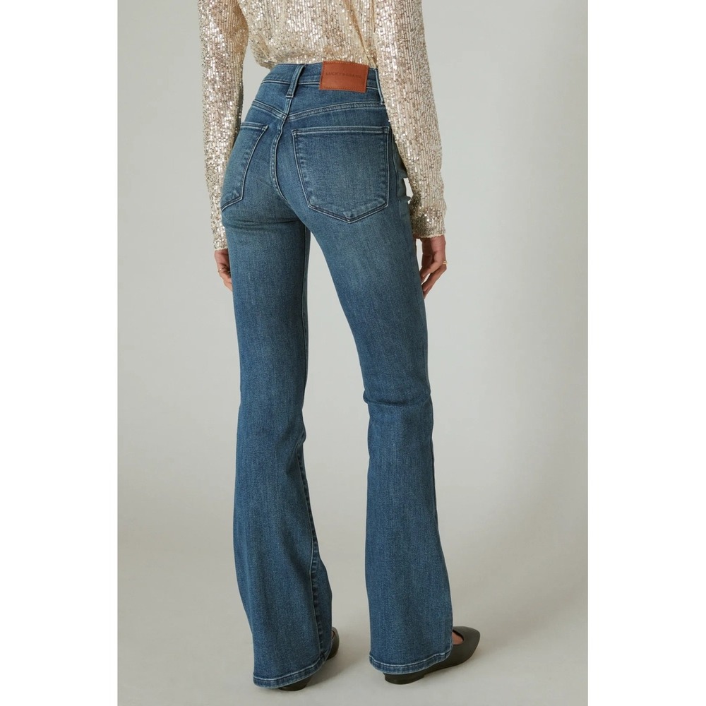 Lucky Brand Stevie High Rise Flare Jeans‎ Blue Distressed Ripped Denim 10/30 R